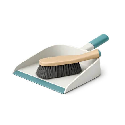 A hand broom and dustpan