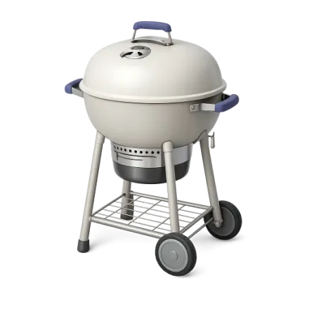 A covered barbecue on legs