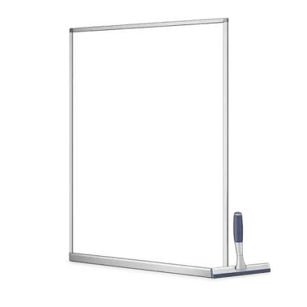 A shower screen and a squeegee