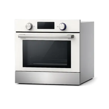 A built-in oven, door closed