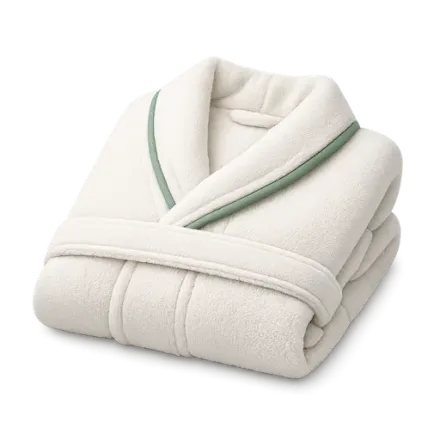 A folded bathrobe