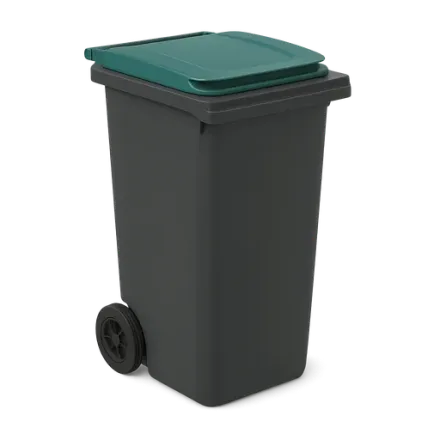A large green wheelie bin