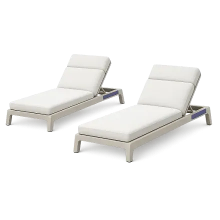 Two sun loungers with cushions
